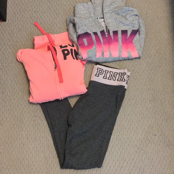 Victoria secret pink leggings and jackets - Picture 1 of 12